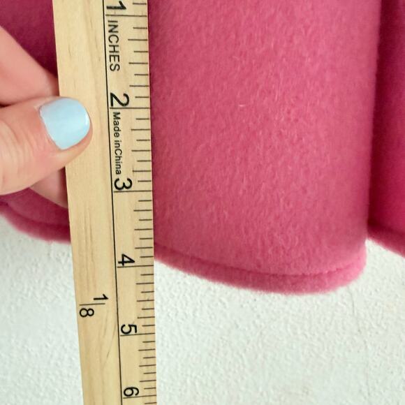 Vtg 90s Cape Coat Pink 100% Wool Swing Overcoat Button Front Poncho Capelet Glam - Picture 10 of 10
